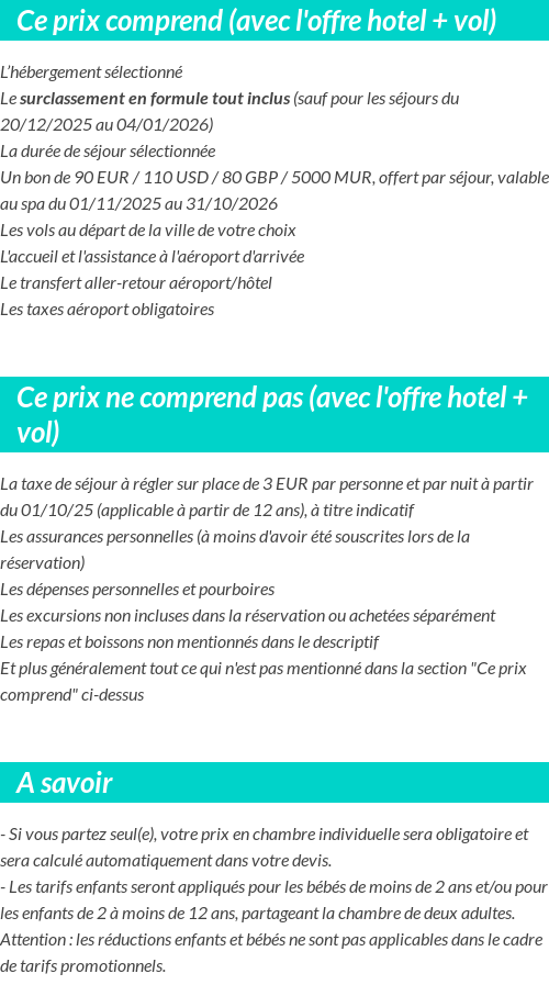 Conditions tarifaires