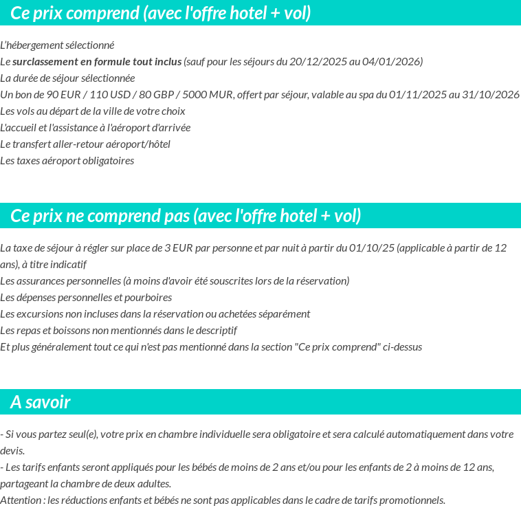 Conditions tarifaires