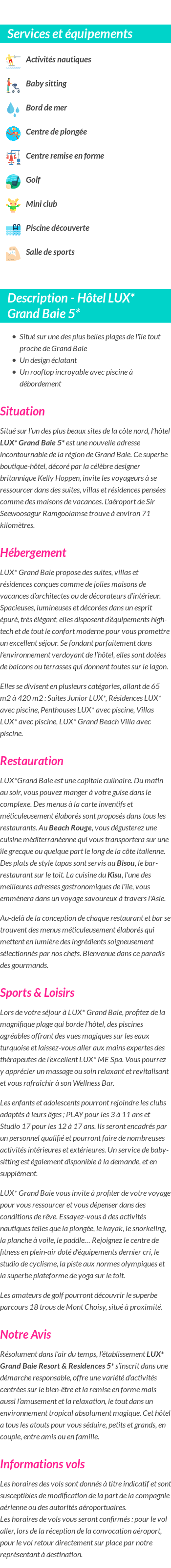 Détails du séjour