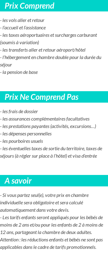 Conditions tarifaires