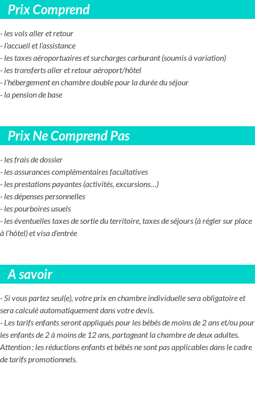 Conditions tarifaires