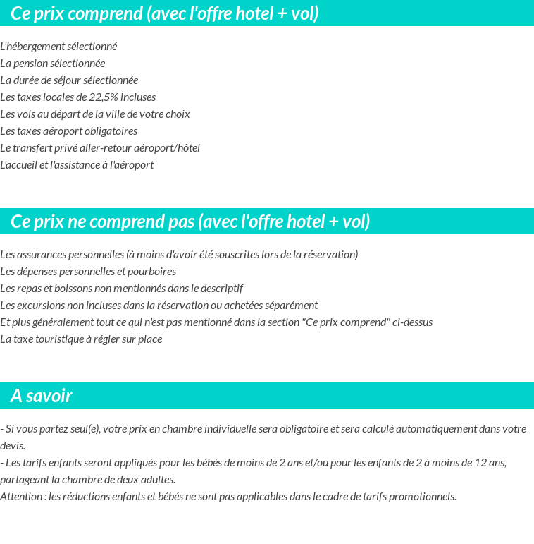 Conditions tarifaires