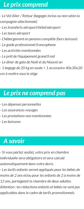 Conditions tarifaires