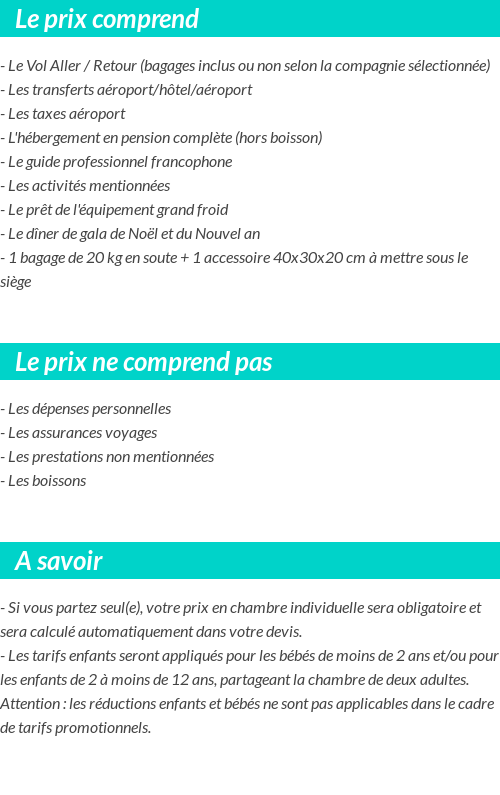 Conditions tarifaires