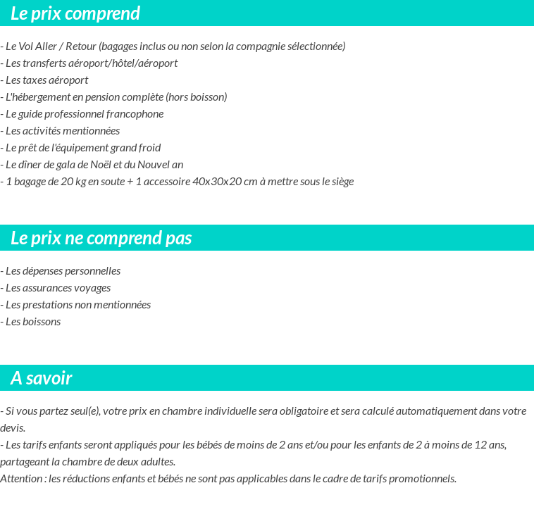 Conditions tarifaires