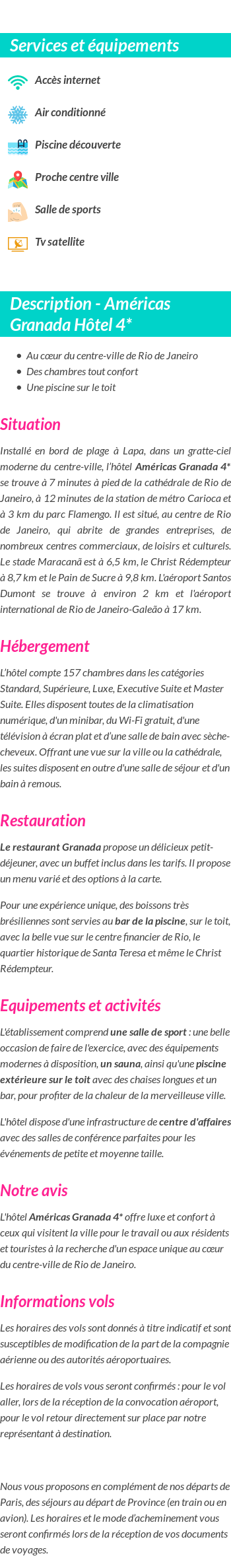 Détails du séjour