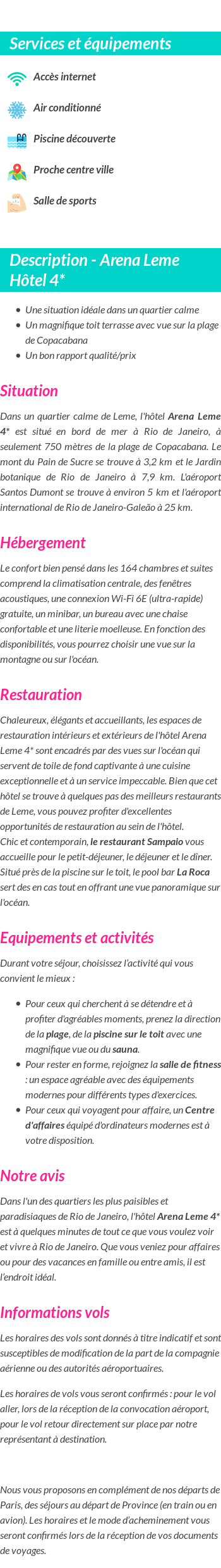 Détails du séjour