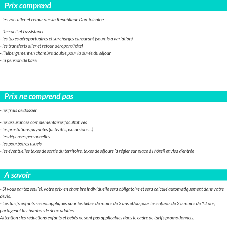 Conditions tarifaires