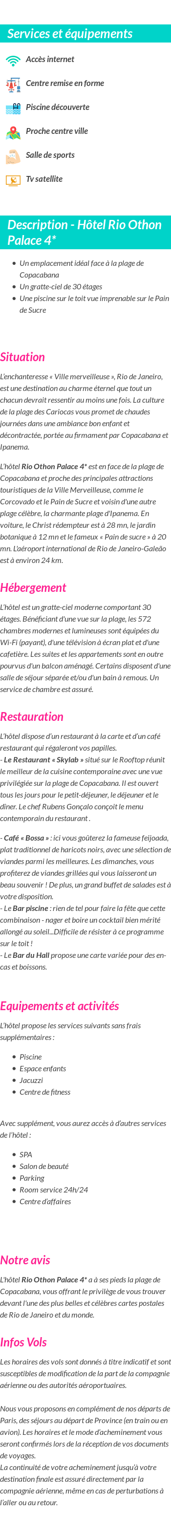Détails du séjour