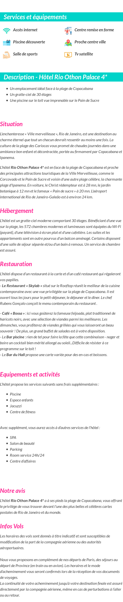 Détails du séjour
