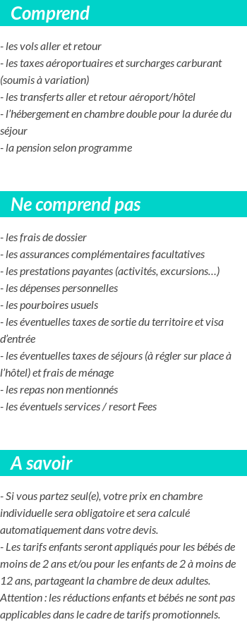 Conditions tarifaires