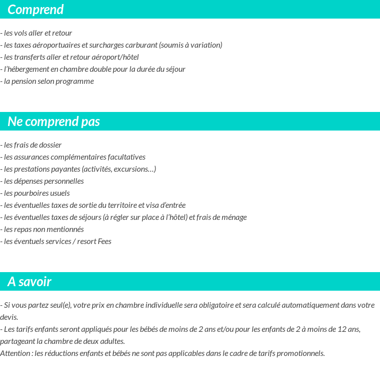 Conditions tarifaires