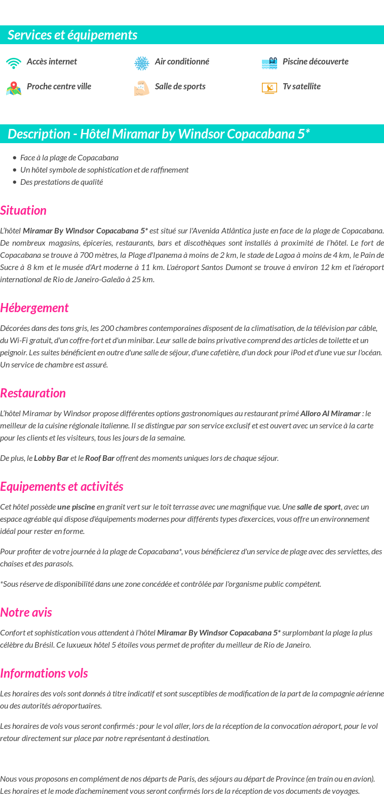 Détails du séjour