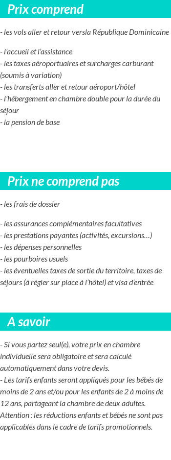 Conditions tarifaires