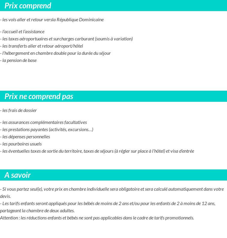 Conditions tarifaires