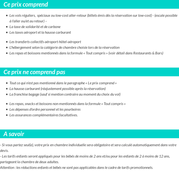 Conditions tarifaires