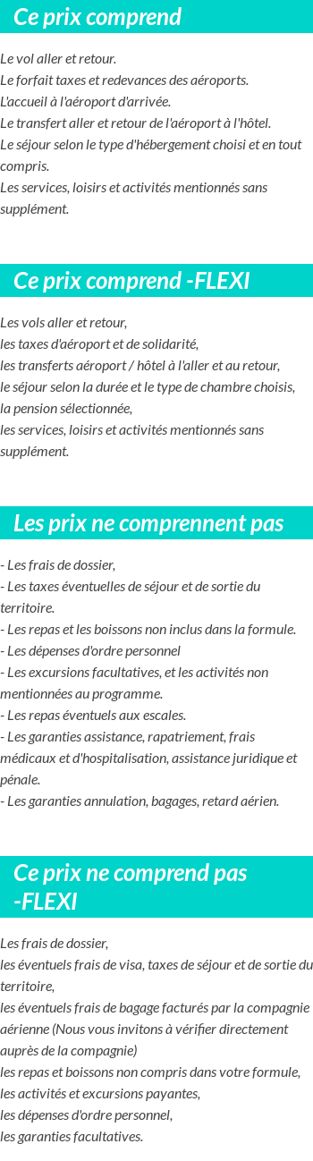 Conditions tarifaires
