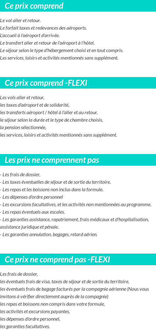 Conditions tarifaires