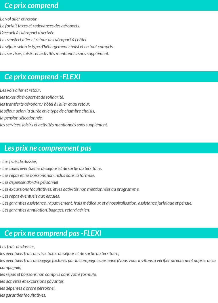 Conditions tarifaires