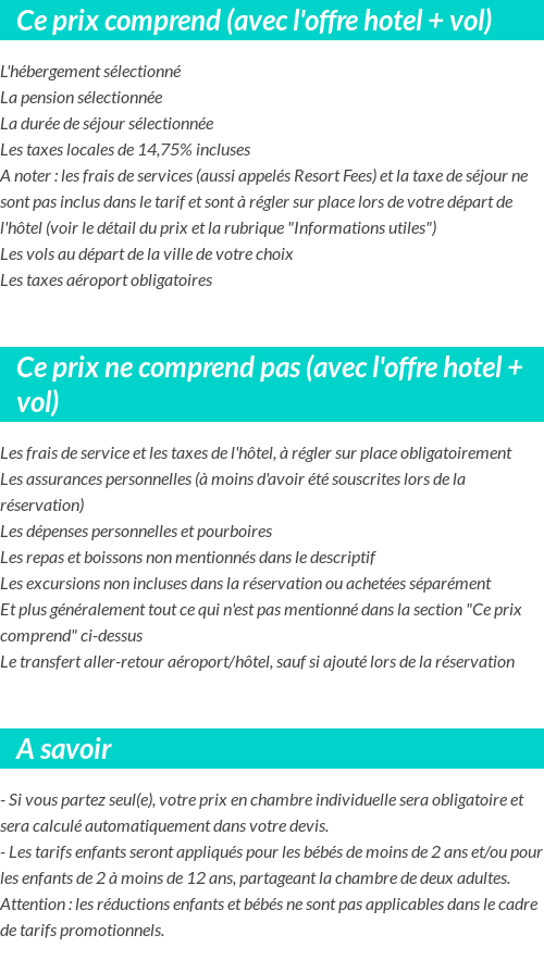 Conditions tarifaires