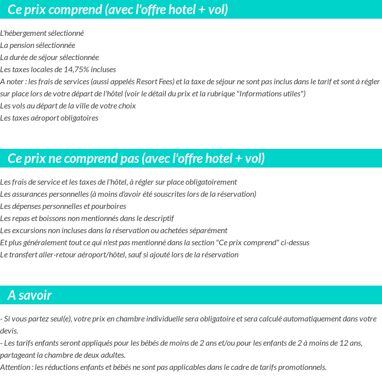 Conditions tarifaires