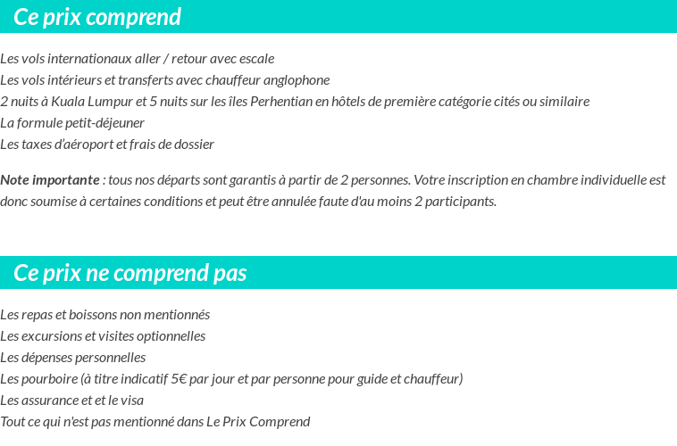 Conditions tarifaires