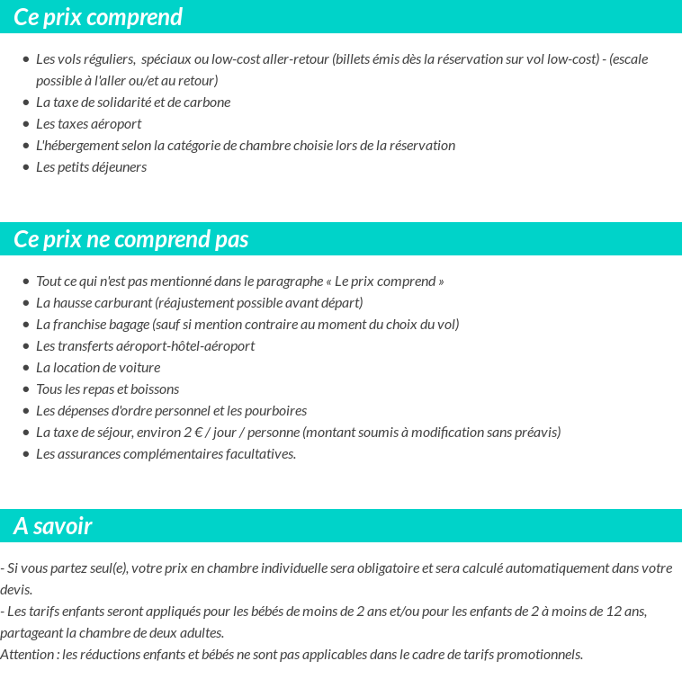 Conditions tarifaires