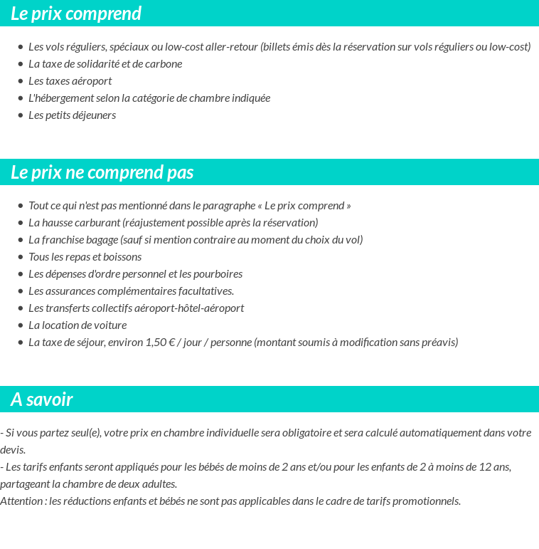 Conditions tarifaires