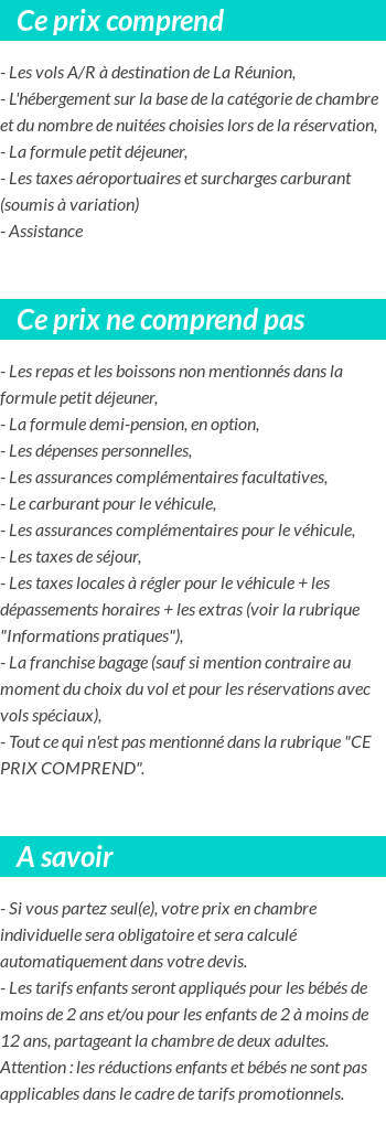 Conditions tarifaires