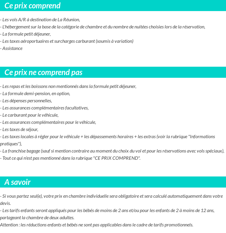 Conditions tarifaires