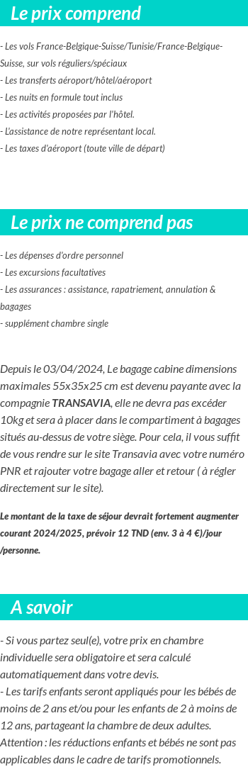 Conditions tarifaires