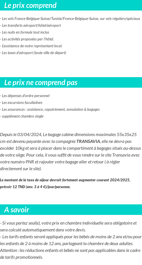 Conditions tarifaires