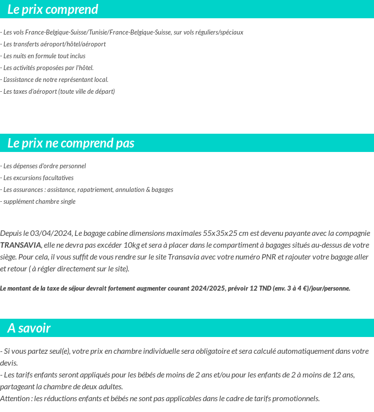 Conditions tarifaires