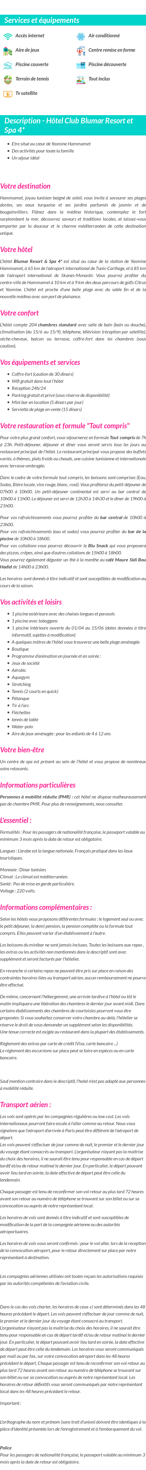 Détails du séjour