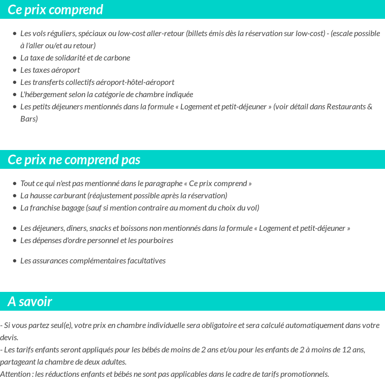 Conditions tarifaires