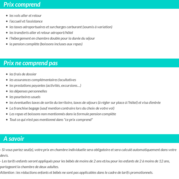 Conditions tarifaires
