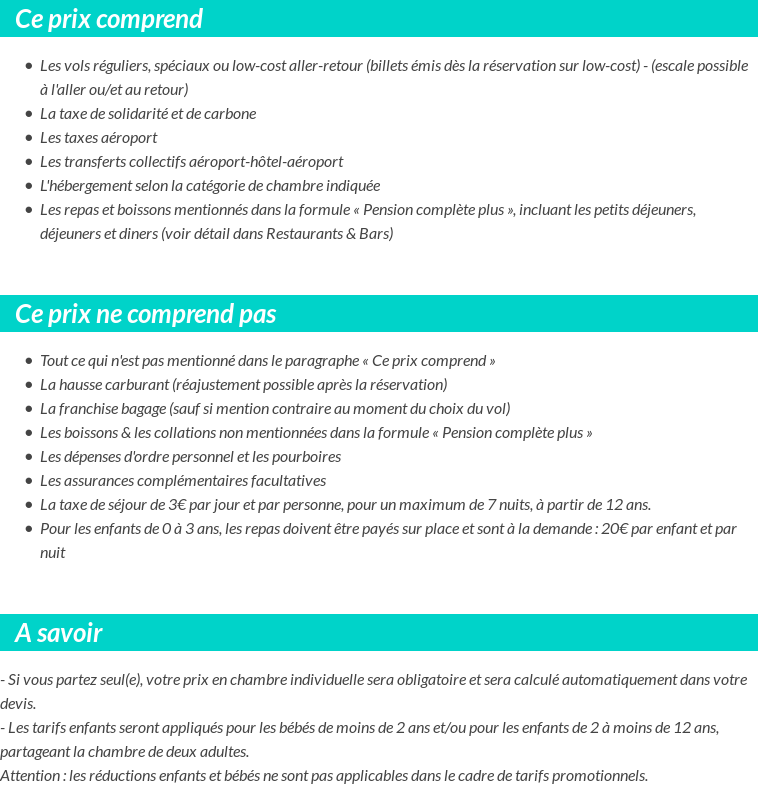 Conditions tarifaires