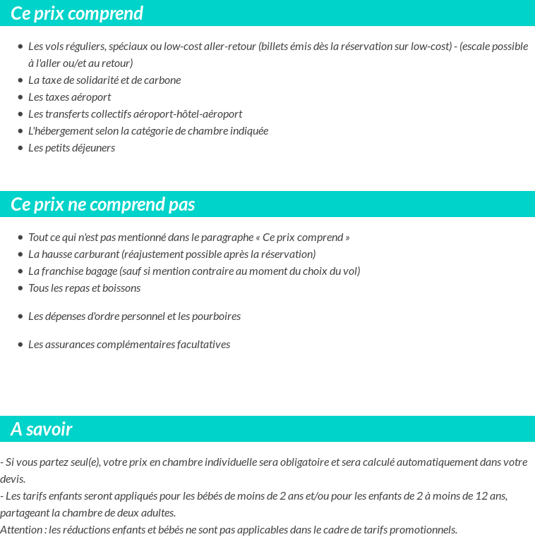 Conditions tarifaires
