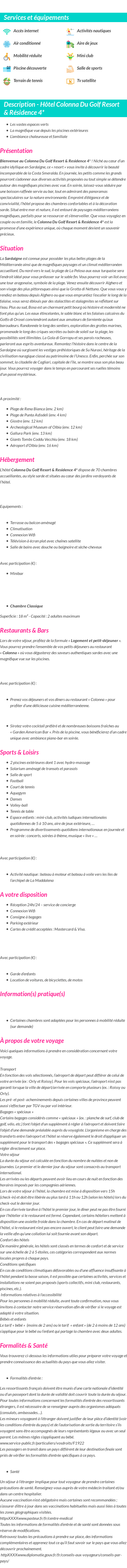 Détails du séjour