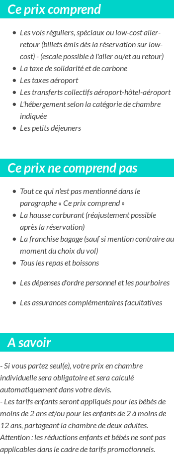 Conditions tarifaires