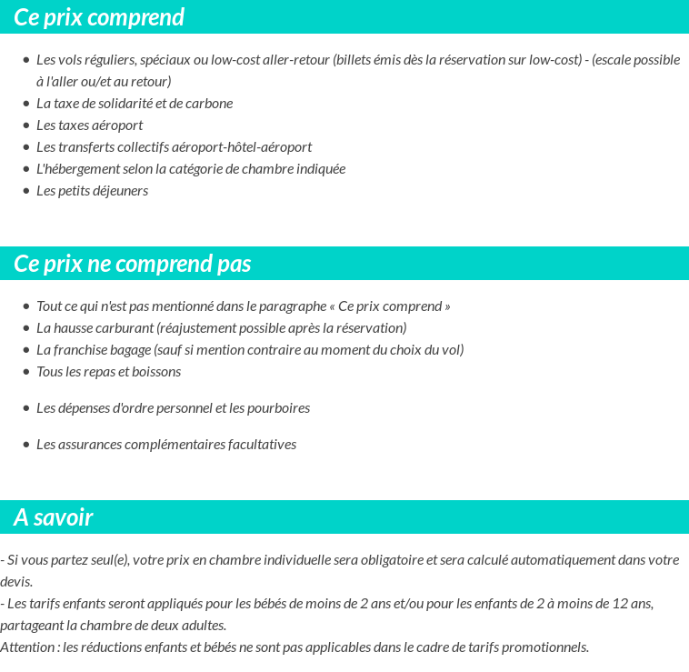 Conditions tarifaires