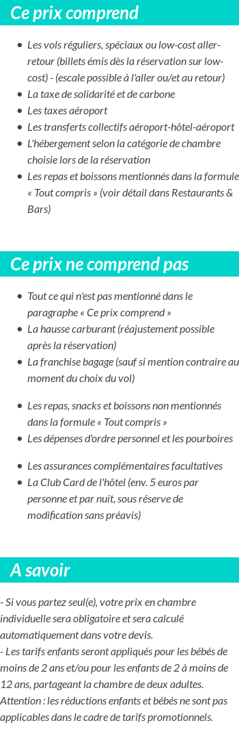 Conditions tarifaires