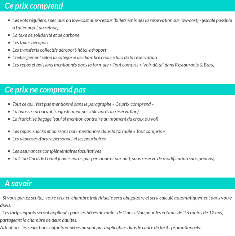 Conditions tarifaires