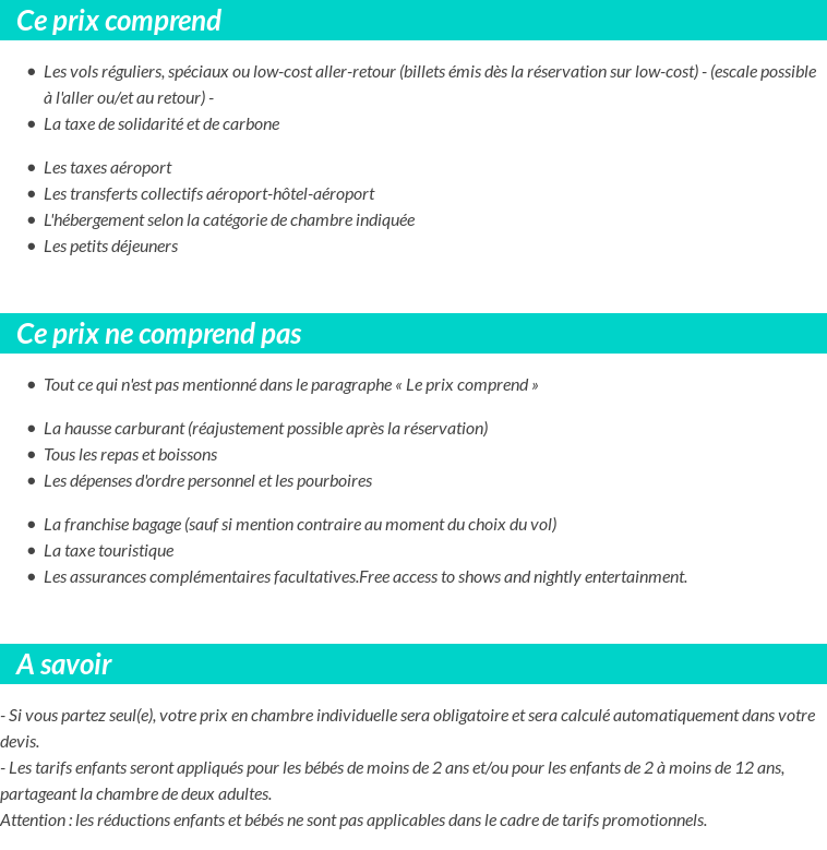 Conditions tarifaires