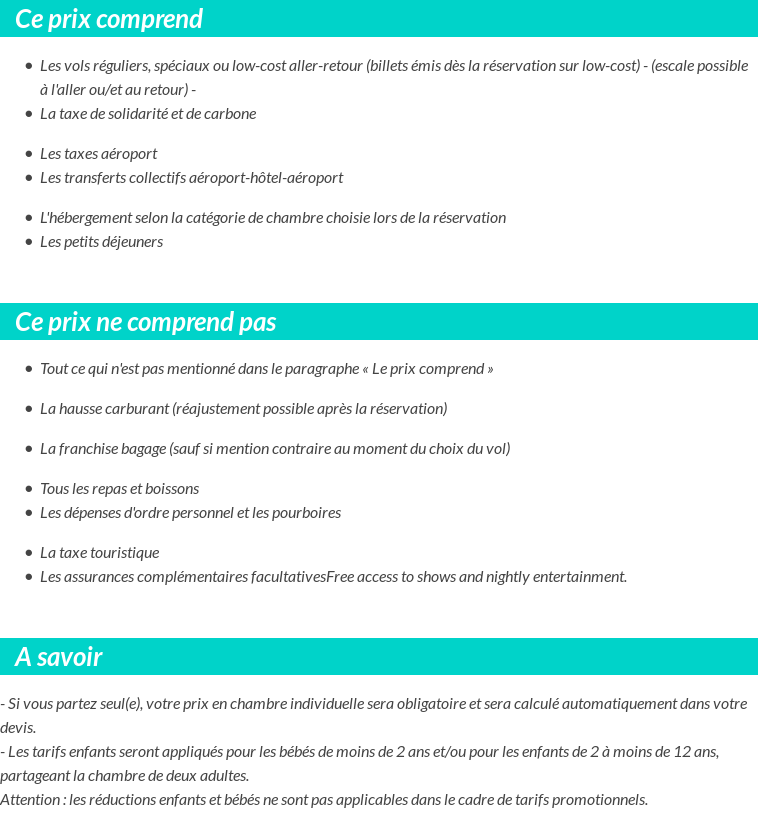Conditions tarifaires