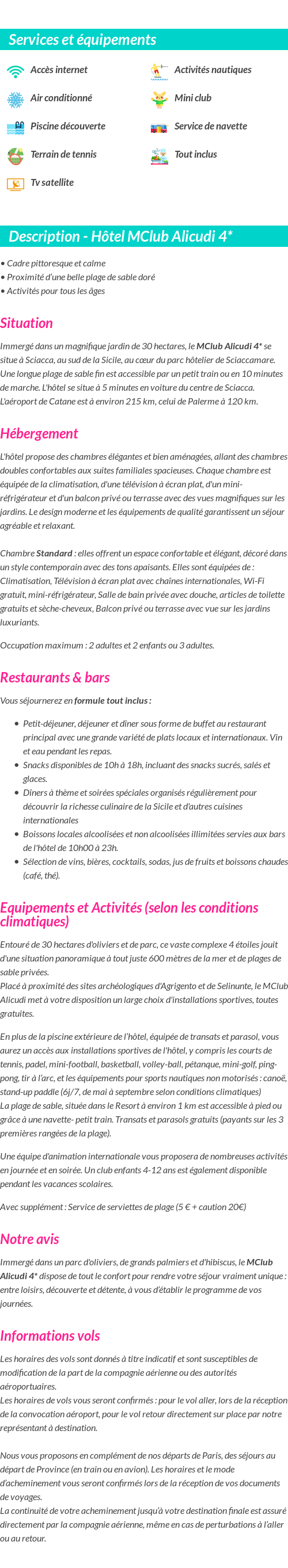 Détails du séjour