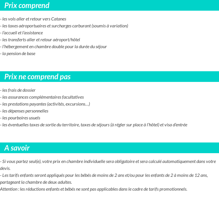 Conditions tarifaires