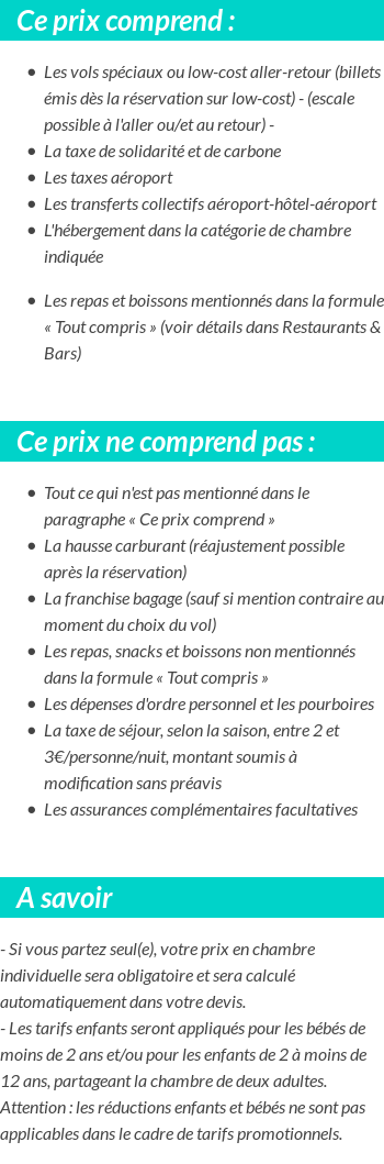 Conditions tarifaires