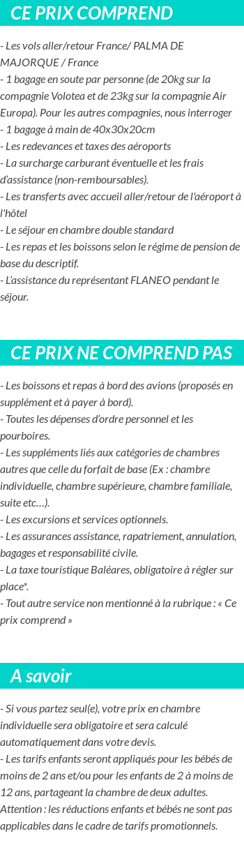 Conditions tarifaires