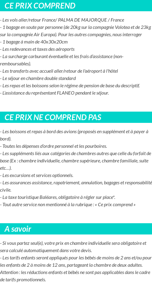 Conditions tarifaires